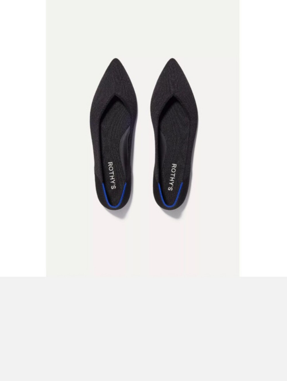 Rothy's Women's Black Pointed Flat with Blue Trim - Picture 13 of 16